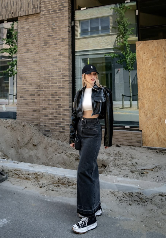 Giving half denim (maix skirt) main image 1
